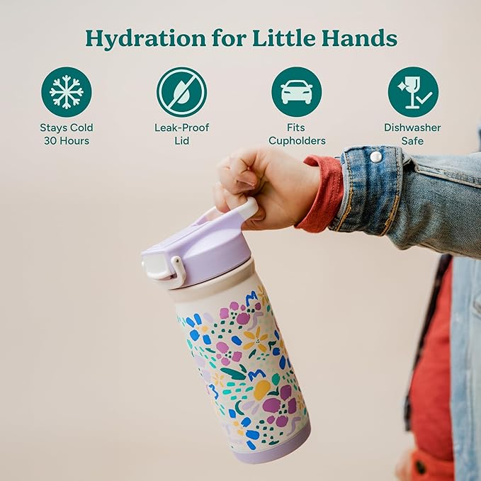 Reduce Hydrate Pro Kids 14oz Stainless Steel Insulated Water Bottle w/Straw – Spill Proof Tumbler for Kids – 30 Hour Cold Retention – Dishwasher Safe Leak-Proof Design - Nautical Mist