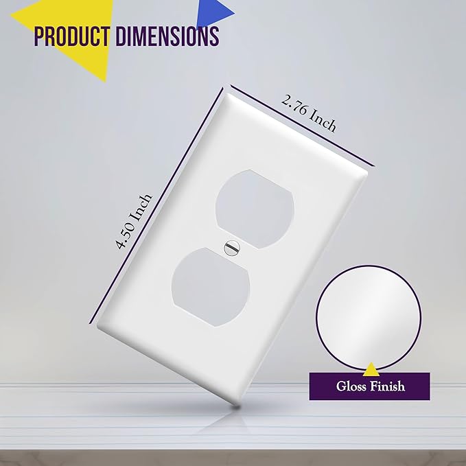 ENERLITES Duplex Wall Plates Kit, Electrical Outlet Covers, Standard Size 1-Gang 4.50" x 2.76", Unbreakable Polycarbonate Thermoplastic, Electric Receptacle Plug Covers, 8821-W-10PCS, White, 10 Pack