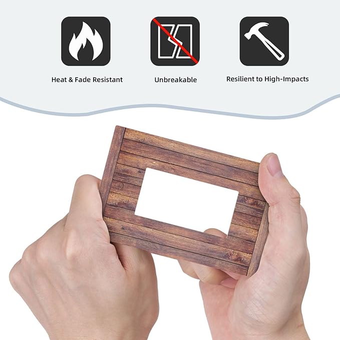 Decorative Light Switch Cover Plate with Wood Texture Rustic Vertical Planks Brown Design 1 Gang Rocker Outlet Covers Single Decora Gfci Device Wall Plate Vintage Aesthetic Kitchen/Bedroom