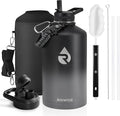 RAYMYLO One Gallon Water Bottle Insulated, Triple Walled Vacuum Stainless Steel (Cold for 48 Hrs), Leak Proof & Non-BPA, Large Water Flask Jug with Paracord Handle & Straw Spout Lids