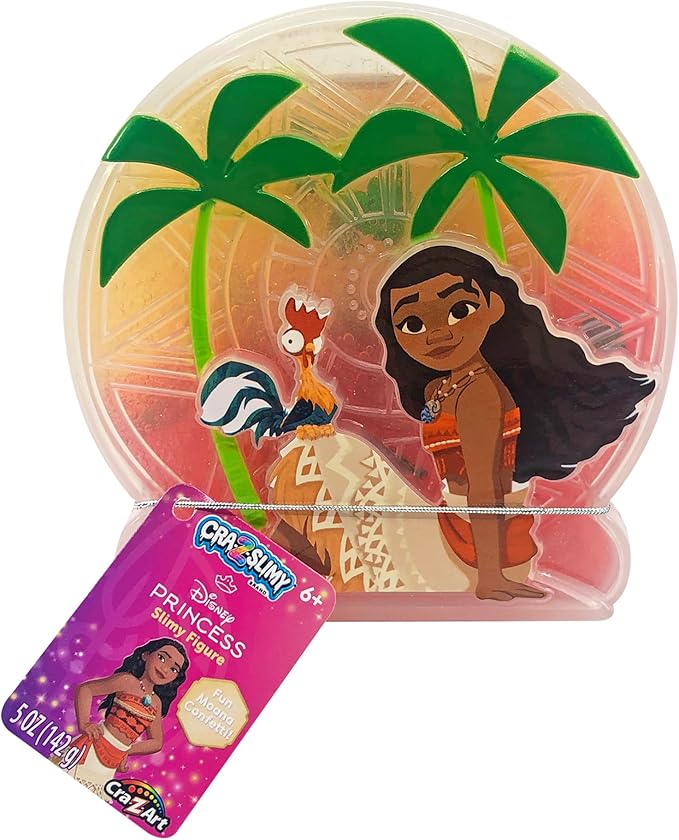 CRA-Z-Slimy Disney Slime Toy - Glossy, Stretchy Slime in Collectible Container with Glitter Slime and Confetti Mix-Ins - Moana