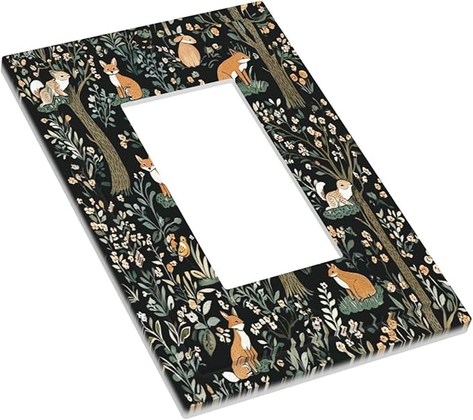 Decorative Outlet Covers Fairy Forest Animals Fox Squirrel Flower 1 Gang Single Rocker Light Switch Cover Plate Wall Plates Gfci Faceplate For Bed Room Farmhouse Decor