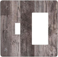 Outlet Covers Rustic Dark Grey Wood Retro Country Wooden 1 Toggle 1 Rocker Combination Decorative Wall Plate Electrical Switch Plates Light Switch Cover Plate for Farmhouse Cabin Decor