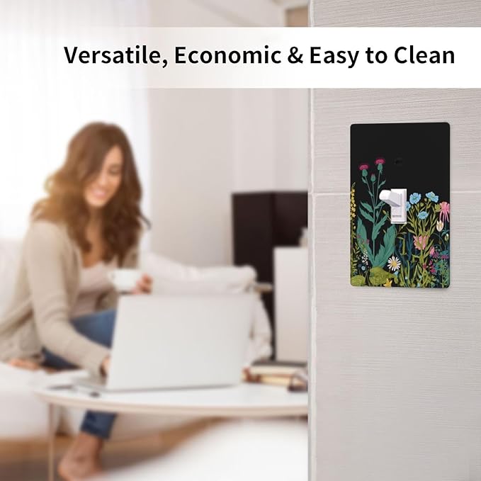 Boho Flowers Colorful Floral Light Switch Cover Plates Decorative Single Toggle Wall Plate, 1 Gang Lightswitch Cover