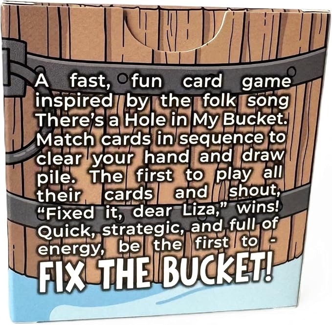 Fix The Bucket! Card Game – Folk Song Inspired Quick Family Game for Kids & Adults, Fun Party or Travel Game Night, Ages 7+, 2–3 Players