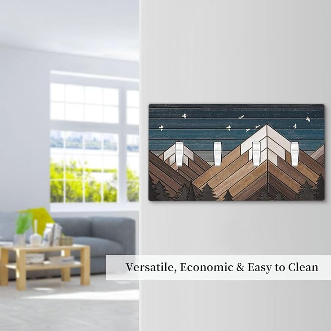 Rustic Geometric Mountain Wilderness Wood 4 Gang Wall Plate Quad Toggle Light Switch Cover Decorative Outlet Covers Electrical Light Switches Faceplate for Bedroom Bathroom Kitchen Decor
