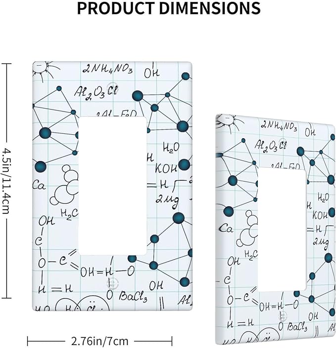 Chemical Formula 1-Gang Rocker Wall Plate, Light Blue Science Switch Plate for Classroom, Study Room, Office & Kids Room