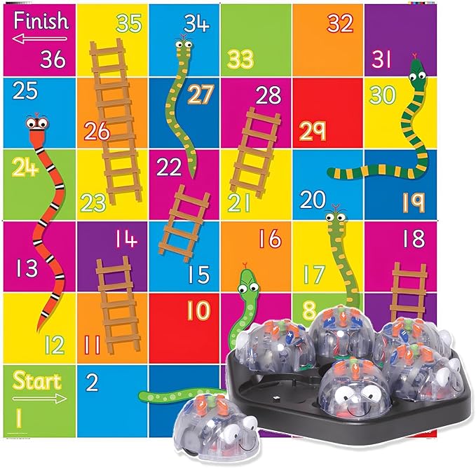 Programmable Primary Set - 6 Blue Bot Floor Robotics and Snakes & Ladders Floor Mat - Free Docking Station with USB Cable - New See & Say Version
