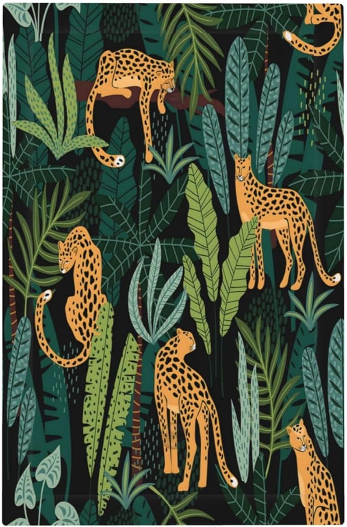 Jungle Cheetah Tropical Wildlife Leopard Green Palm Leaf Light Switch Cover Plate 1 Gang No Device Blank Electrical Wall Plates Faceplate Decorative Switch Plate Covers for Farmhouse Home Decor