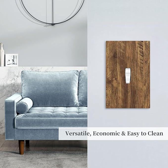 Light Switch Cover Plate Rustic Wood Grain Country Vintage Wooden Board 1 Gang Wallplate Single Toggle Outlet Covers Decorative Switch Plate Covers Electrical Faceplate for Farmhouse Home
