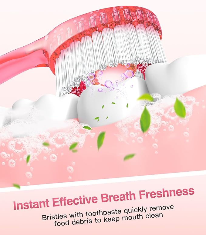 12 Pack 5 in 1 Disposable Mini Toothbrushes with Toothpaste, Floss, Pick & Tongue Scraper, Individually Wrapped, Portable Toothbrush Travel Set for Kids Adults, Peach Flavor