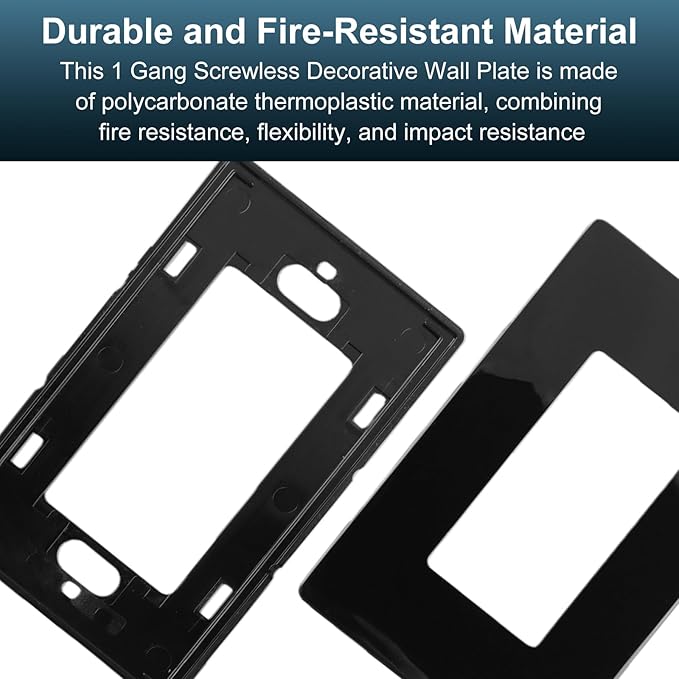 Matte Black 1 Gang Screwless Wall Plate, Child Safe Outlet Cover and Smooth Face Switch Plate – Unbreakable Polycarbonate Thermoplastic, Compatible with Leviton 80301-SE, 3-Pack