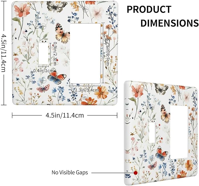 Outlet Covers Vintage Wildflowers Plants Floral 1 Toggle 1 Rocker Combination Decorative Wall Plate Electrical Switch Plates Light Switch Cover Plate For Bed Room Living Room Decor