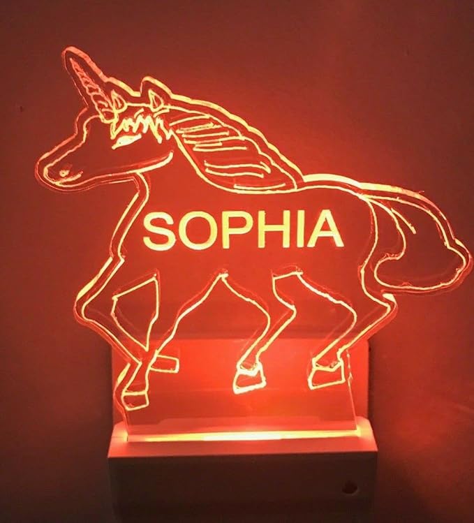 MIRROR MANIA Night Light Multi Color Personalized LED Plug-in Ultra-Slim Touch Night Light Smart Dusk to Dawn Sensor Kids Children's Bedroom Kitchen Bathroom Hallway Play Room Variations (Unicorn)