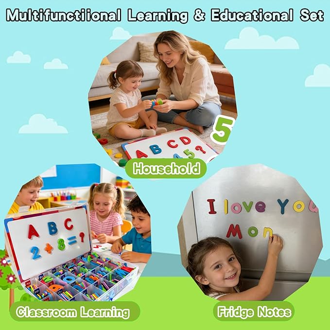 Magnetic Letters and Numbers Set – 263 Pieces Educational Toys for Kids Ages 3+ – Colorful Alphabet Magnets for Whiteboard & Fridge – Preschool Learning Resources Ideal for Homeschool & Classroom