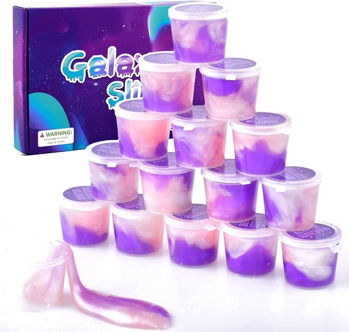 15 Pack Galaxy Slime Kit, Stretchy and Non-Sticky, Play Education and Birthday Gift, for Girls Boys Kids Party Fun Stress Relief Toys, DIY Ideas Stress Relief Toys.
