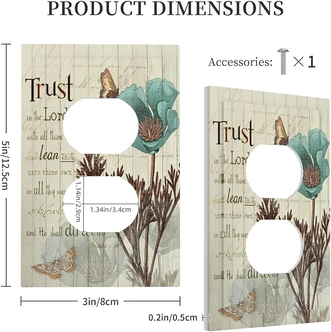 Rustic Elegant Teal Tulip Bible Inspirational Quote Outlet Covers 1 Gang Duplex Light Switch Cover Decorative Switch Plates Electrical Receptacle Faceplate Wall Plate for Farmhouse Bedroom Decor
