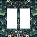 Decorative Outlet Covers Strawberry Birds Flowers Plant Morris Floral 2 Gang Double GFCI Rocker Electrical Wall Panels Light Switch Cover Plate for Bedroom Farmhouse Decor