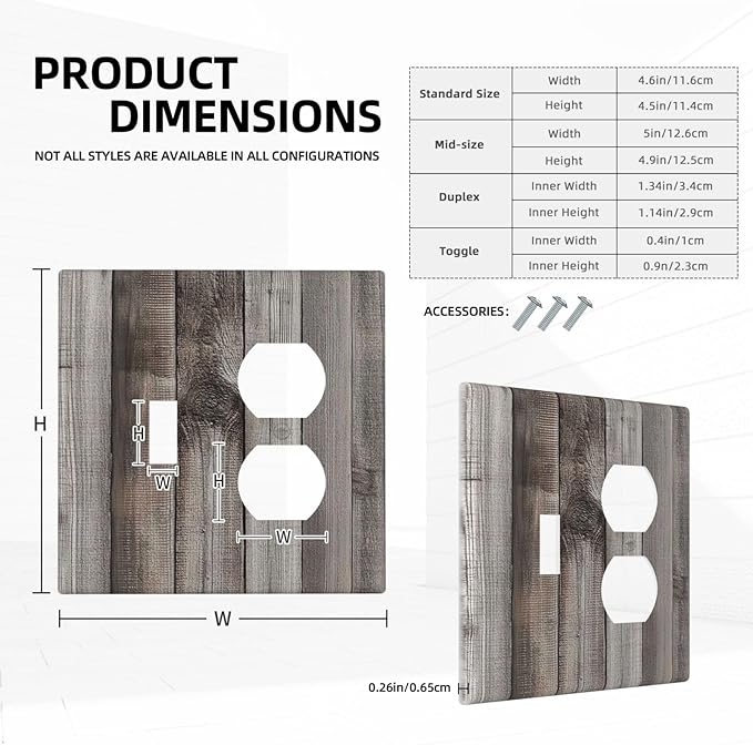Wallplates Vintage Brown Gray Wood Texture 1 Toggle 1 Duplex Switch Plate Electrical Gfci Faceplate Decorative Light Switch Covers For Farmhouse Cabin Decor