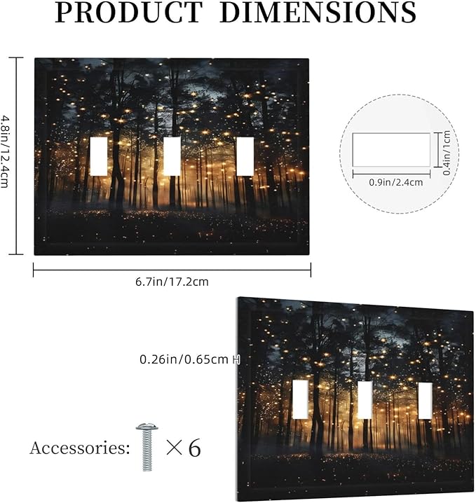 Whimsical Nature Enchanted Forest Landscape Decorative Switch Plates 3 Gang Wall Plate Triple Toggle Light Switch Cover Faceplate Electrical Wall Panels for Bedroom Living Room Decor