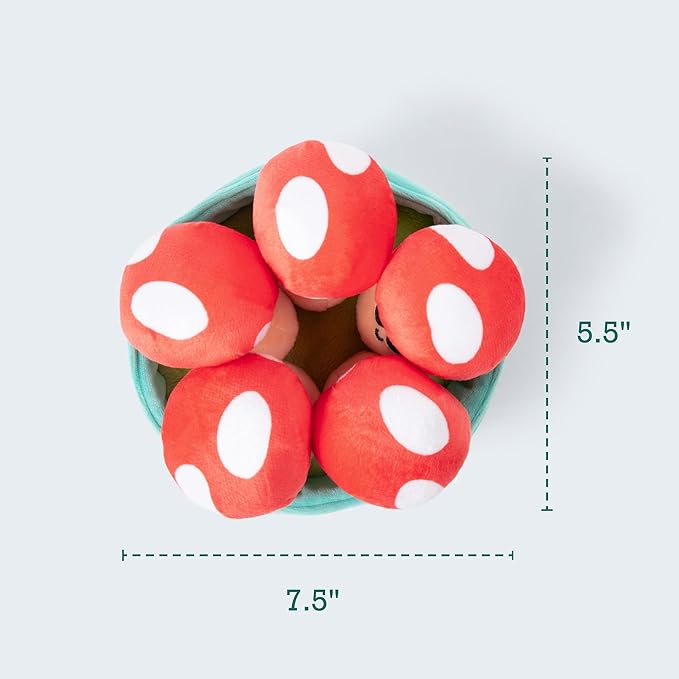 Emotional Support Mushrooms by Relatable, Cuddly Stuffed Animals and Toys, Squishy Toys and Plushies, Great Gift Ideas for Loved Ones of All Ages, Includes 5 Mushroom Plushies with Carrying Basket
