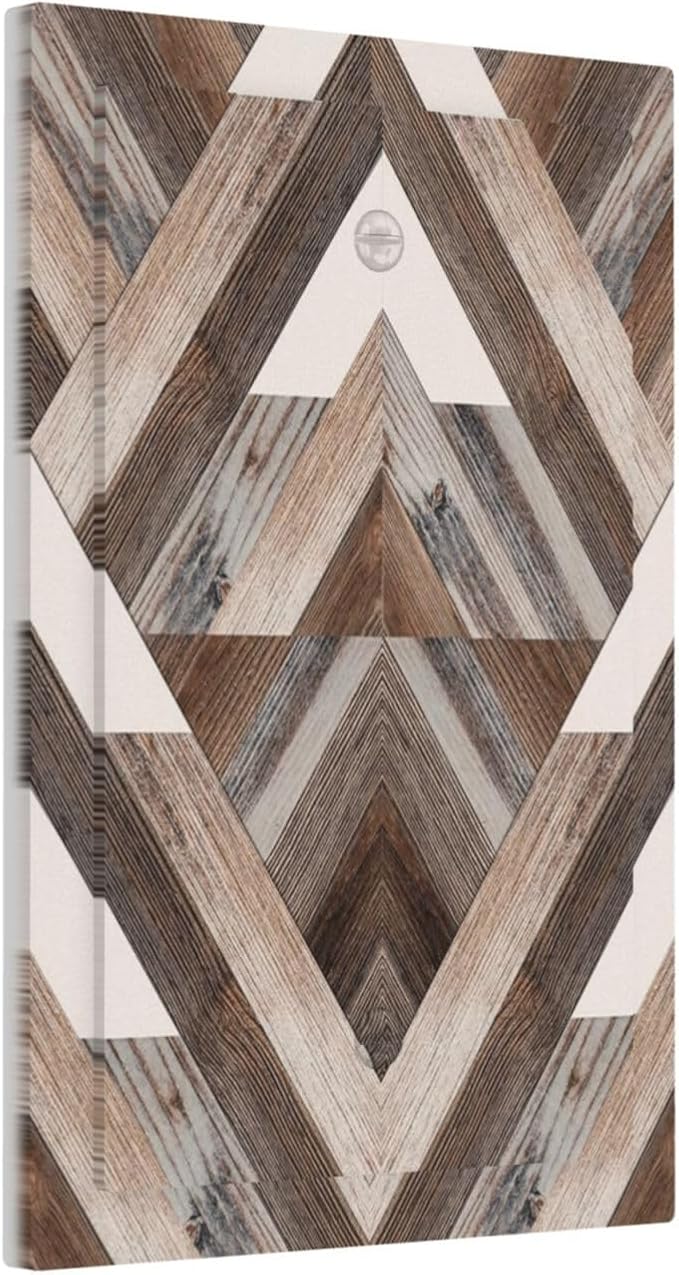 Polygon Collage Abstract Shapes Rustic Wood Panel Print Light Switch Cover Plate 1 Gang No Device Blank Electrical Wall Plates Faceplate Decorative Switch Plate Covers for Farmhouse Bedroom Decor