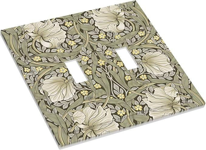 William Morris Pimpernel Flowers Plant Floral Decorative Switch Plates 2 Gang Double Toggle Outlet Light Switch Cover Wall Plate Electrical Faceplate for Farmhouse Living Room Decor