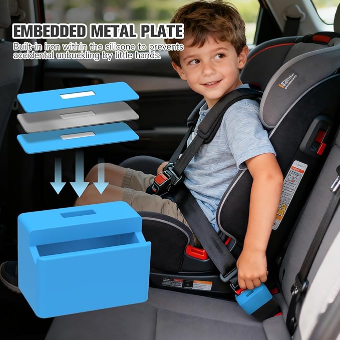 Morlike Silicone Seatbelt Secure Buckle Safety Cover Lock (BLUE2-2 PCAK)