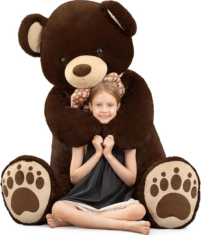 MorisMos 5 FT Big Teddy Bear, 5 Feet Huge Teddy Bears Stuffed Animals for Boyfriend Girlfriend Wife, Cuddly Gift Life Size Bear on Valentines Birthday, 59 Inch, Dark Brown