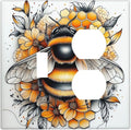 Wallplates Bee Honeycomb Flowers Plant Leaves 1 Toggle 1 Duplex Switch Plate Electrical Gfci Faceplate Decorative Light Switch Covers For Nursery Kids Room Decor