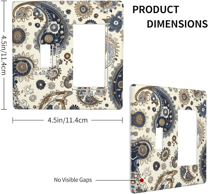 Outlet Covers Doodle Style Floral Abstract Teardrop 1 Toggle 1 Rocker Combination Decorative Wall Plate Electrical Switch Plates Light Switch Cover Plate For Bed Room Living Room Decor