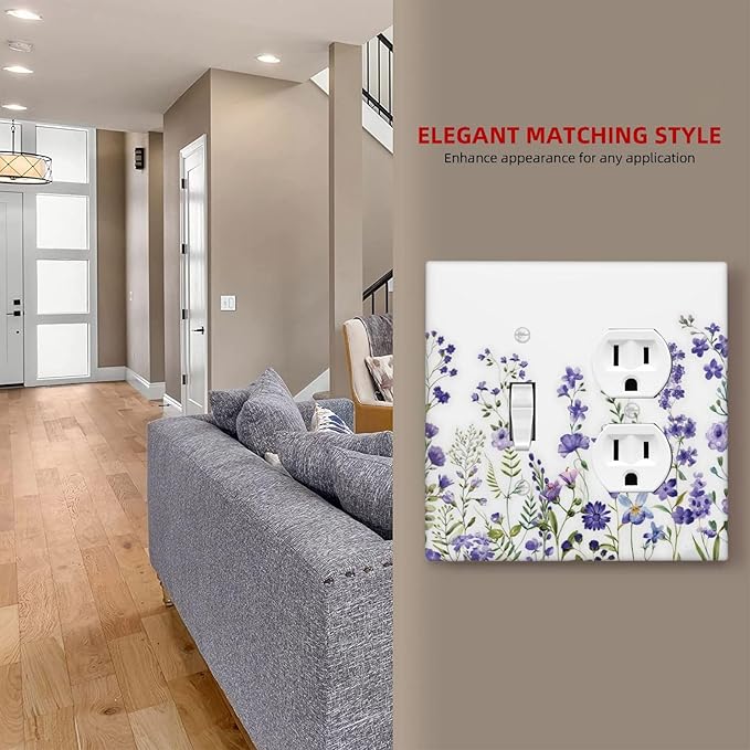 Lavender Wildflowers Purple Flowers Plant Floral Wallplates 1 Toggle 1 Duplex Switch Plate Electrical GFCI Faceplate Decorative Light Switch Covers for Bedroom Living Room Decor
