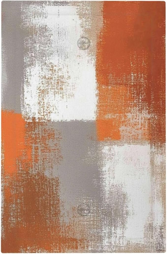 Orange Grey Abstract Art Oil Painting Light Switch Cover Plate 1 Gang No Device Blank Electrical Wall Plates Faceplate Decorative Switch Plate For Home Farmhouse Decor