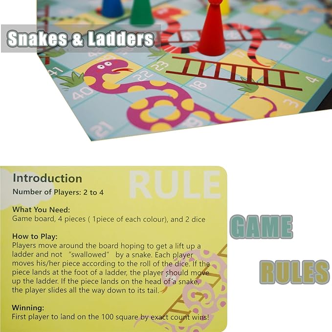 Mini Snakes and Ladders Board Game Set -7.9″, Magnetic Travel Board Game, Family Fun Toys/Gift for Kids