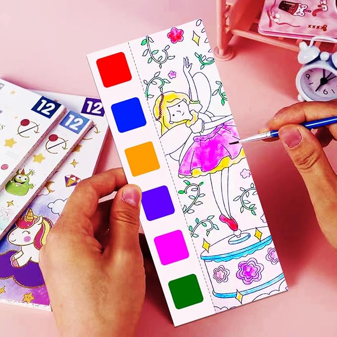 JUNQIU 4Pack Paint with Water Books for Kids, Watercolor Painting Coloring Books for Toddlers, Arts and Crafts for Girls Gifts, Stocking Stuffers For Kids