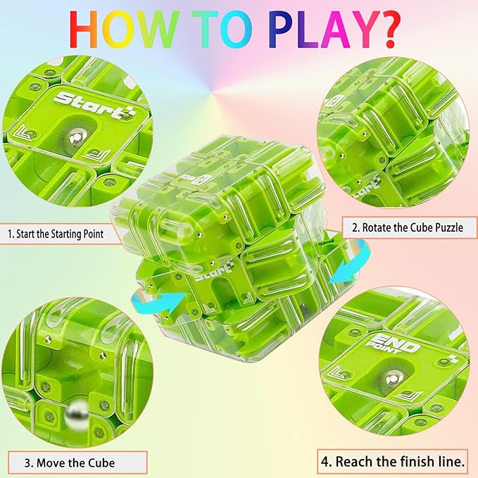 Puzzle Maze Cube for Adults & Kids, 3D Labyrinth Magic Brain Teaser Game, Educational Sensory Learning Toys Birthday Gift for 5 6 7 8 12+ Years Old Boys Girls（Orange）