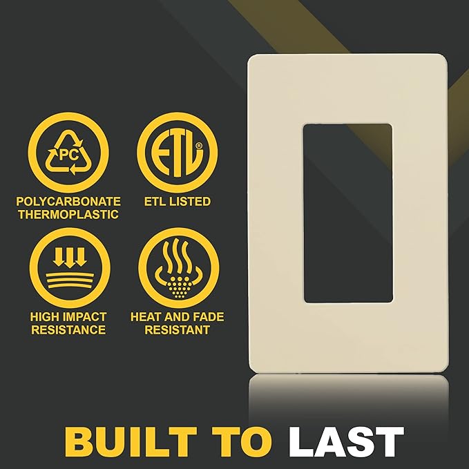 Faith Ivory 1-Gang Screwless Wall Plate (8-pack) | Light Switch Plate or Wall Plate for Electrical Outlet | 1-Gang Wall Plate for Decorator Switches and Receptacles | Heat-Resistant Thermoplastic
