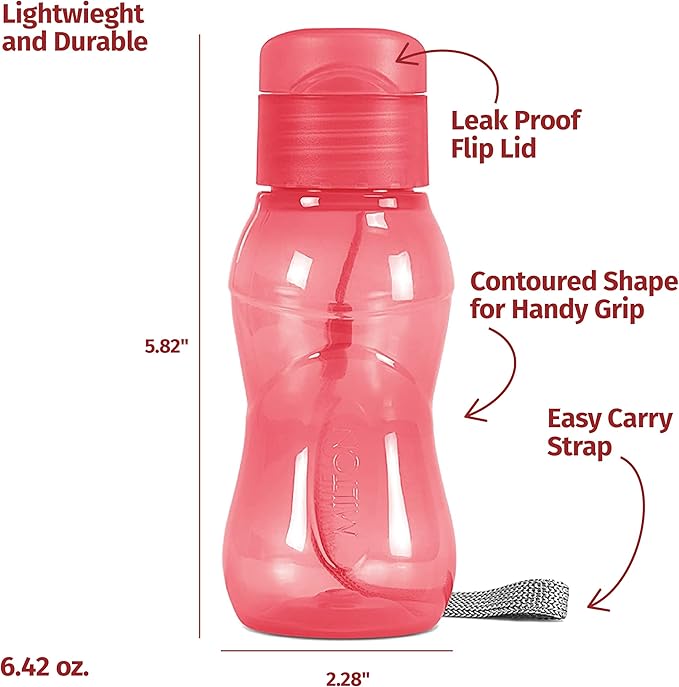 MILTON 16 pack 6 oz Kids Water Bottle for School Leak Free Flip Lid- Portable Small Sports Water Bottle for Adults Carry Strap Party Favors for Kids Treats Prizes Gifts Goodie Bag Stuffers Bulk Pack