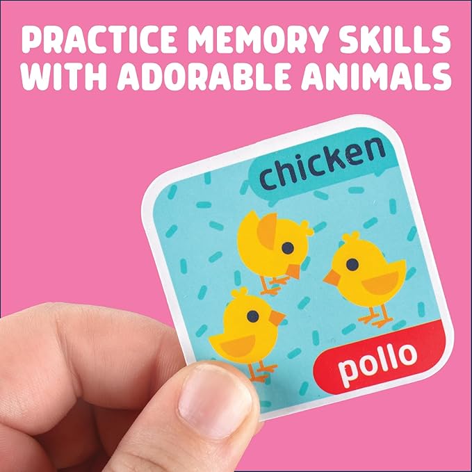 Chuckle & Roar Animals & Babies Matching Memory Game for Kids Ages 3+ – Bilingual Parent & Baby Animal Card Game, Preschool Learning & Concentration Fun