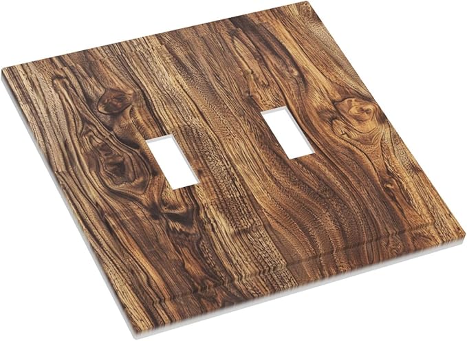 Distressed Wood Brown Wood Texture Decorative Switch Plates 2 Gang Double Toggle Outlet Light Switch Cover Wall Plate Electrical Faceplate for Farmhouse Home Decor
