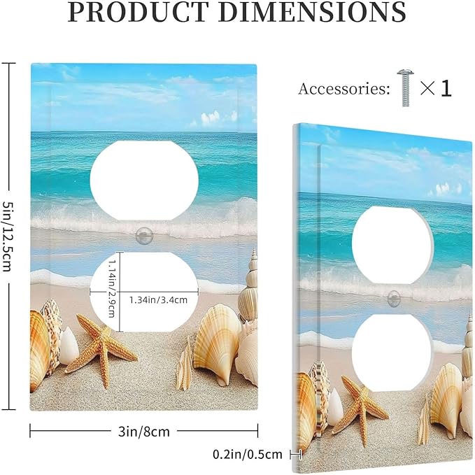 Outlet Covers Seashells Beach Starfish Scallop 1 Gang Duplex Light Switch Cover Decorative Switch Plates Electrical Receptacle Faceplate Wall Plate For Bathroom Home Decor
