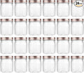 novelinks 8 oz Clear Plastic Jars with Airtight Lids, 24 Pack Plastic Mason Jars with Lids 8oz, Refillable Storage Slime Containers & Small Spice Jar for Kitchen Organization (24 Pack,Rose Gold)