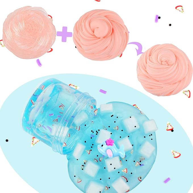 Slime Kit 12 Pack, with 6 Butter Slime and 6 Crystal Slime for Party Favors, Christmas Slime Putty Soft and Non-Sticky, Birthday Gift Carnival Prizes, Stress Relief Toy for Kids Education
