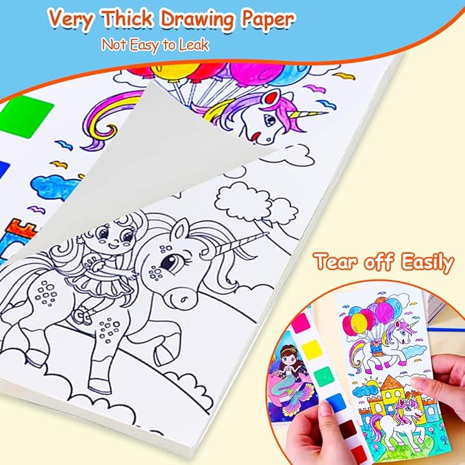 JUNQIU 4Pack Paint with Water Books for Kids, Watercolor Painting Coloring Books for Toddlers, Magic Paint Set, Arts and Crafts for Girls Gifts, Stocking Stuffers For Kids
