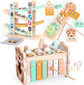 Weilim Montessori Toys for 1 Year Old, Wooden Car Ramp & Hammering Pounding Xylophone Toy for Toddlers 1-3, Shape Sorter Stacking Blocks, Educational Fine Motor Activity Toys Gift for Baby Boy Girl