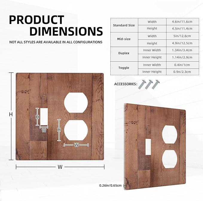 Rustic Brown Dark Wood Texture Printing Wallplates 1 Toggle 1 Duplex Switch Plate Electrical Gfci Faceplate Decorative Light Switch Covers For Farmhouse Cabin Decor
