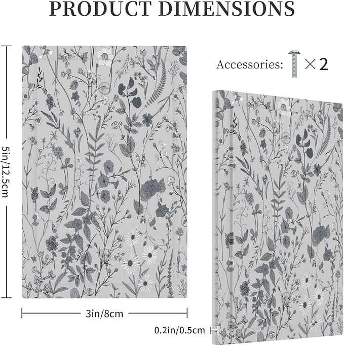 Boho Wild Flowers Farm Floral 1 Gang Light Switch Cover No Device Wall Plate Decorative Daisy Blank Switchplate Electrical Faceplate for Bathroom Home Living Room Bedroom Art Panel Decorate