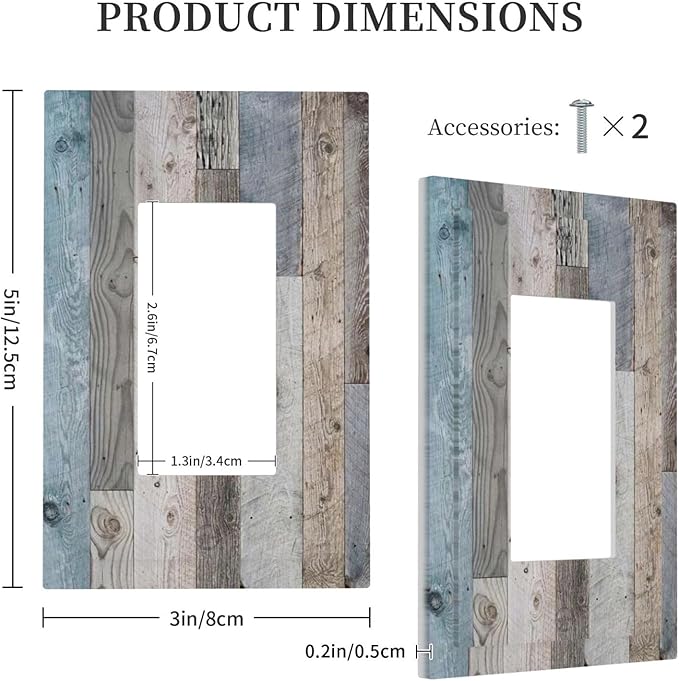 Decorative Rustic Western Kitchen Wood 1 Gang Decorator Light Switch Cover Cabin Barn Vintage Wooden GFCI/Rocker Wall Plate Farmhouse Outlet Receptacle Switchplate Faceplate Cover for Dimmer