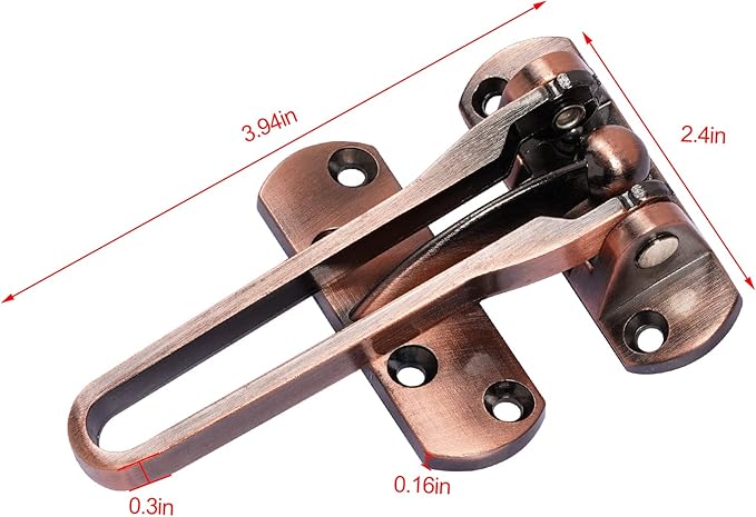 Topbuti Home Security Door Lock, 2 Pack Latch Guard Clasp Front Door Locks for Kids, Home Reinforcement Lock for Swing-in Doors, Hotel Door Latches, Thicken Solid Aluminium Alloy, Classic Bronze