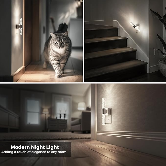L LOHAS LED Bright Night Light, Night Lights Plug into Wall, 180° Rotating, Auto Light Sensor, Daylight White 5000K, Dimmable Nightlights for Bedroom Bathroom Hallway, 2 Pack